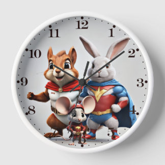Personalisierte Forest Superheroys Wall Clock Uhr