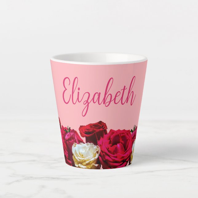 Personalisierte formale Rose auf Pink Small Milchtasse (Vorderseite)