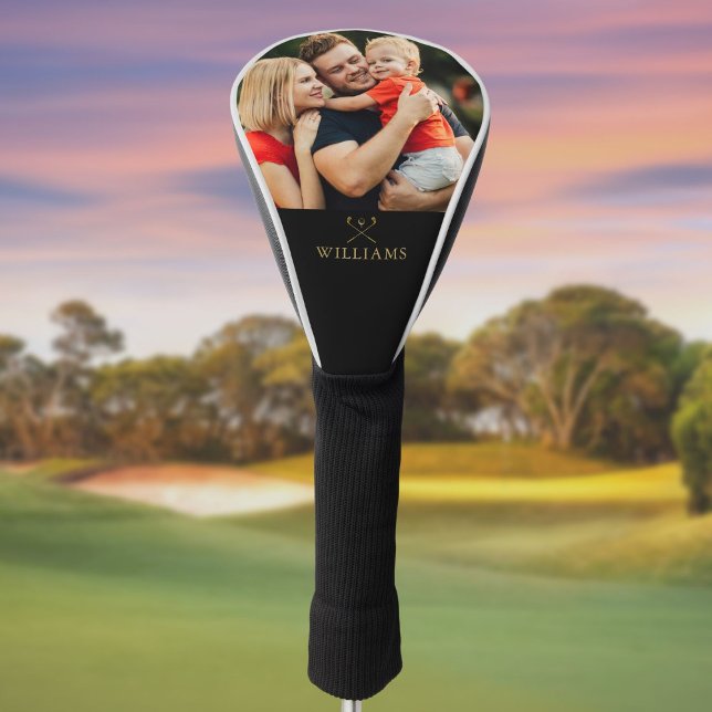 Personalisierte Foto Black and Gold Golf Clubs Headcover (Personalized Photo Black And Gold Golf Clubs Golf Head Cover)