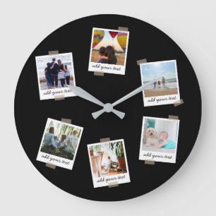 Personalisierte Foto-Collage der Familie 6 Große Wanduhr