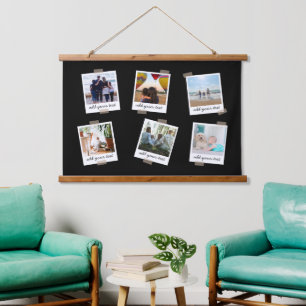 Personalisierte Foto-Collage der Familie 6 Wandteppich Mit Holzrahmen