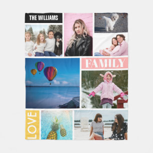 Personalisierte Foto-Collage der Familien-8 Fleecedecke