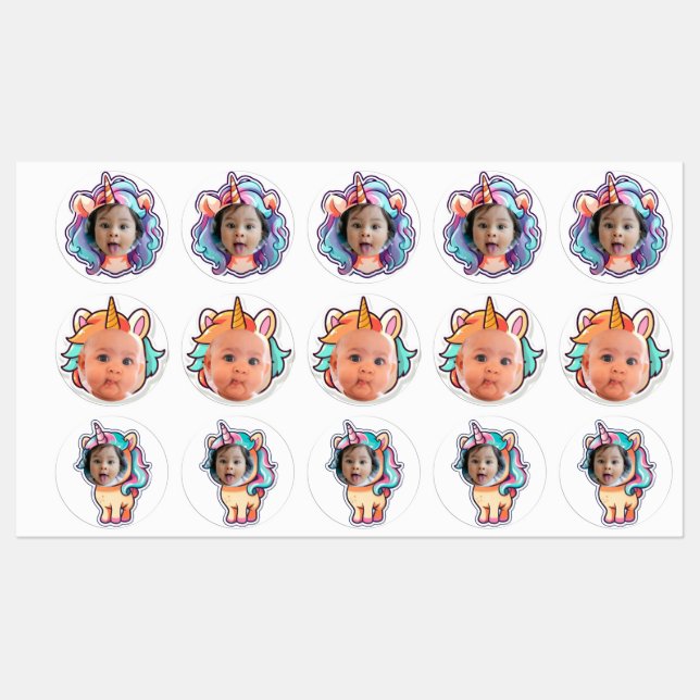 PERSONALISIERTE Foto cupcake Toppers Aufkleber Uni (Blatt)