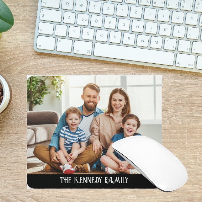 Personalisierte Foto Familienname Typografie Mousepad (Von Creator hochgeladen)