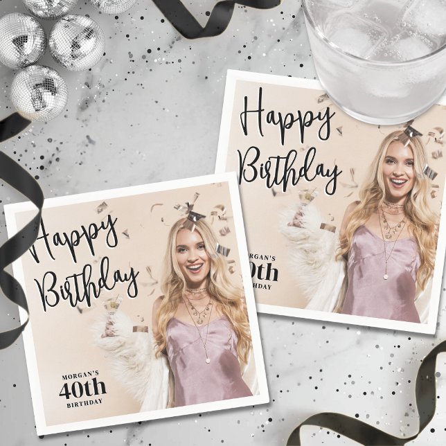 Personalisierte Foto-Geburtstagsfeier Serviette (Personalized Photo Birthday Party Napkins)