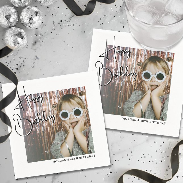 Personalisierte Foto-Geburtstagsfeier Serviette (Personalized Photo Happy Birthday Party Napkins)