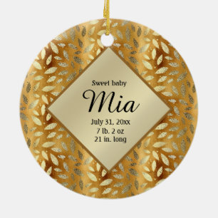 Personalisierte Foto-Goldblätter Baby-Geburtstag Keramikornament