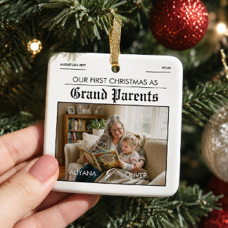 Personalisierte Foto-Großeltern-Zeitung  Keramikornament