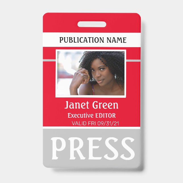 Personalisierte Foto ID Reporter Pressepass ID Rot Ausweis (Vorderseite)