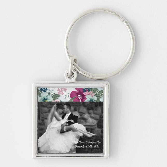 Personalisierte Foto Key Chain Tropical Blume auf  Schlüsselanhänger (Vorne)