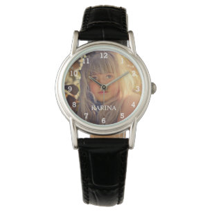 Personalisierte Foto-Kinder-Familien-Namensuhr Armbanduhr