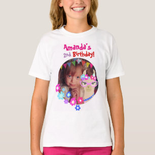 Personalisierte Foto-Lama-Geburtstags-Partymädche T-Shirt