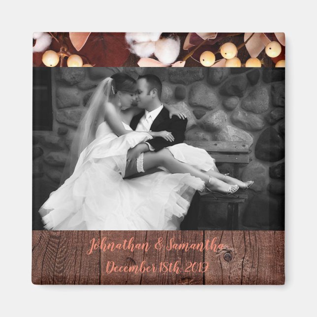 Personalisierte Foto-Magnet-Baumwollzweig in Dunke Magnet (Vorne)