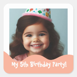 Personalisierte Foto-Partygeschenke zum 5. Geburts Quadratischer Aufkleber