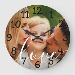 Personalisierte Foto Script-Liebe Große Wanduhr