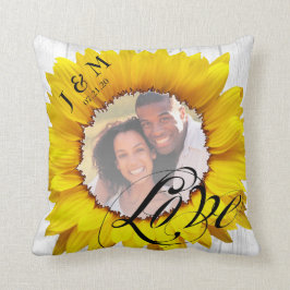 Personalisierte Foto-Sonnenblume-Hochzeit nennt Kissen