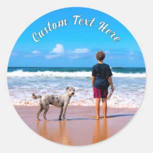 Personalisierte Foto-Sticker mit individuellem Tex Runder Aufkleber