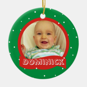 Personalisierte Foto-u. Namen-Weihnachtsrunde Keramikornament
