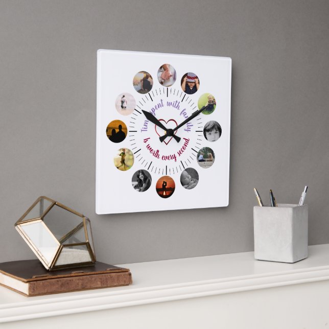 Personalisierte Foto-Uhr mit Angebot Quadratische Wanduhr (Büro)