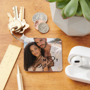 Personalisierte Foto- und Monogramm-Text-Fotocolla Schlüsselanhänger
