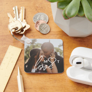Personalisierte Foto- und Monogramm-Text-Fotocolla Schlüsselanhänger