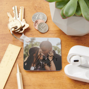 Personalisierte Foto- und Monogramm-Text-Fotocolla Schlüsselanhänger
