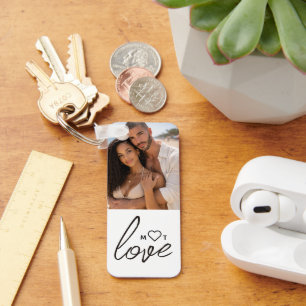 Personalisierte Foto- und Monogramm-Text-Fotocolla Schlüsselanhänger
