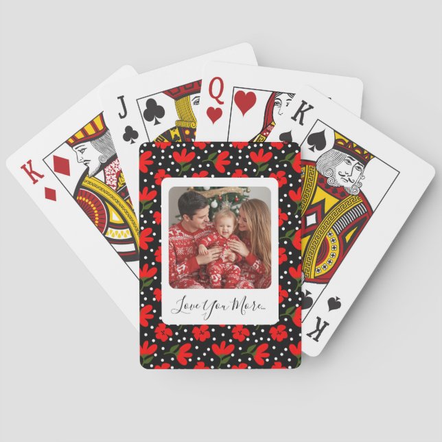 Personalisierte Foto- und Nachricht-Blumen-Spielka Spielkarten (Rückseite)
