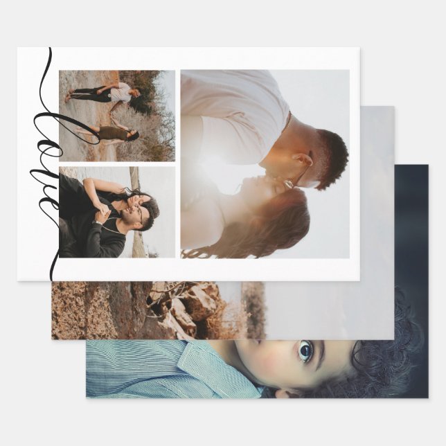 Personalisierte Foto- und Text-3-Papierwerbung Geschenkpapier Set (Set)