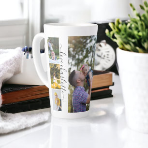 Personalisierte Foto- und Text-Fotocollage Familie Milchtasse