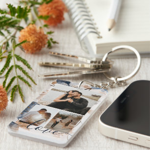 Personalisierte Foto- und Text-Fotocollage Schlüsselanhänger