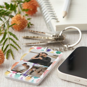 Personalisierte Foto- und Text-Fotocollage Schlüsselanhänger