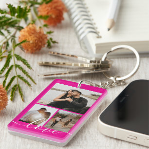 Personalisierte Foto- und Text-Fotocollage  Schlüsselanhänger