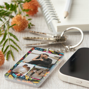 Personalisierte Foto- und Text-Fotocollage Schlüsselanhänger