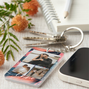 Personalisierte Foto- und Text-Fotocollage Schlüsselanhänger
