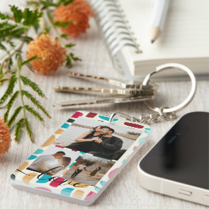 Personalisierte Foto- und Text-Fotocollage Schlüsselanhänger