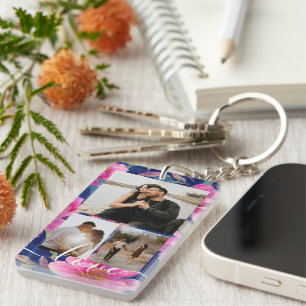 Personalisierte Foto- und Text-Fotocollage Schlüsselanhänger