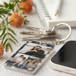 Personalisierte Foto- und Text-Fotocollage Schlüsselanhänger