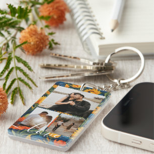 Personalisierte Foto- und Text-Fotocollage Schlüsselanhänger