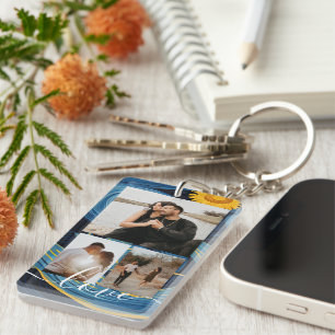 Personalisierte Foto- und Text-Fotocollage Schlüsselanhänger