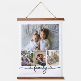 Personalisierte Foto- und Textsammlung Wandteppich Mit Holzrahmen