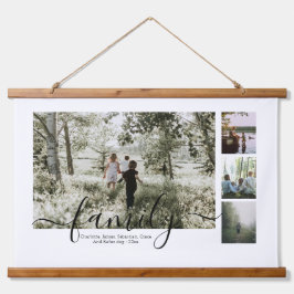 Personalisierte Foto- und Textsammlung Wandteppich Mit Holzrahmen