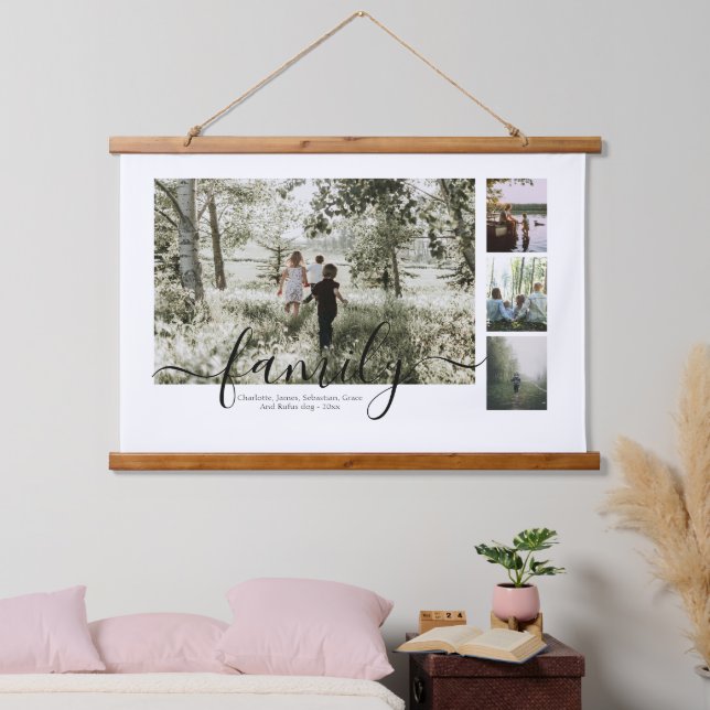 Personalisierte Foto- und Textsammlung Wandteppich Mit Holzrahmen (Schlafzimmer)