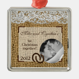 Personalisierte Foto-Verzierungs-Pferdeschuhe auf Silbernes Ornament