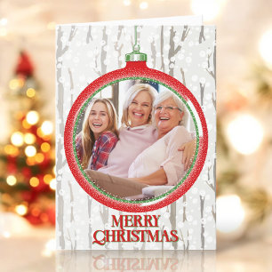 Personalisierte Foto-Vintage-Weihnachtsbirne gefal Feiertagskarte