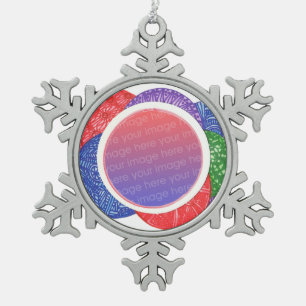 Personalisierte Foto-Weihnachtsball-Schneeflocke Schneeflocken Zinn-Ornament