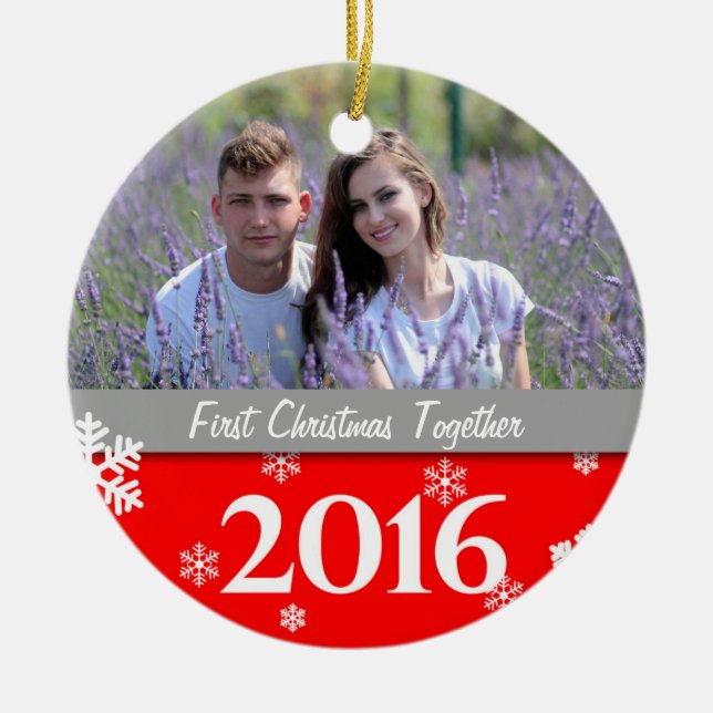 Personalisierte Foto-Weihnachtsbaum-Verzierung Keramikornament (Vorne)