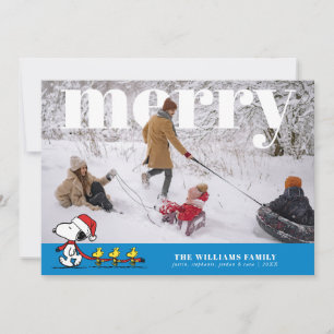 Personalisierte Foto-Weihnachtskarte Snoopy & Frie Feiertagskarte