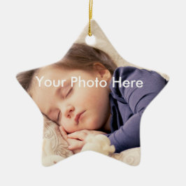 Personalisierte Foto-Weihnachtsstern-Verzierung Keramikornament