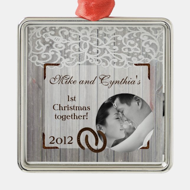 Personalisierte Foto-Zierpferde auf Holz Ornament Aus Metall (Vorne)